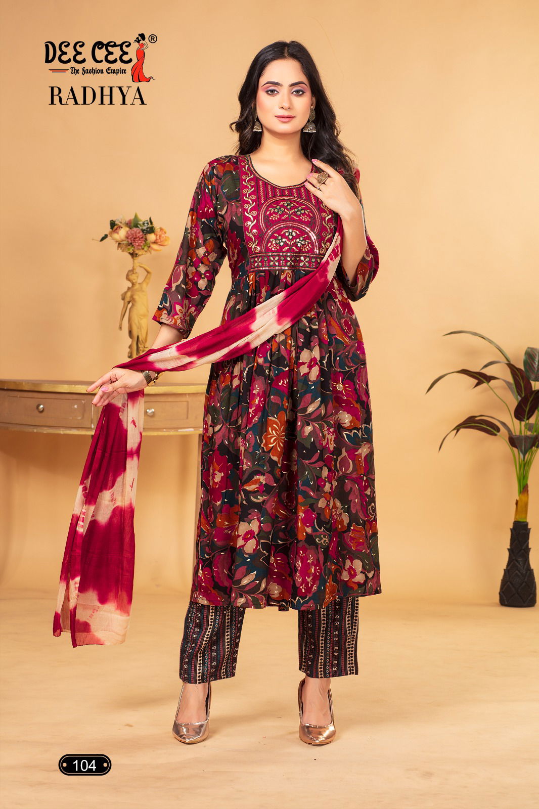 Radhya By Deecee Naira Cut Rayon Foil Printed Kurti With Bottom Dupatta Wholesale Market In Surat